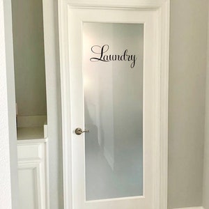 Laundry Decal for Glass Door, Fancy Script Vinyl Lettering Sticker, Traditional Farmhouse Decor