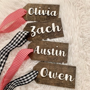 Personalized Wood Gift Tags: Custom Christmas Stocking Name Labels