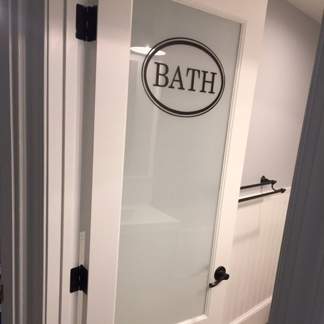 Bath Door Decal Oval Border, Bathroom Sticker for Glass, Bath Sign ...