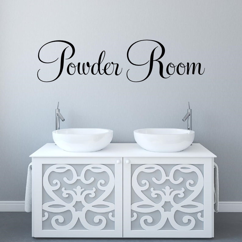 Powder Room Wall Decal Vinyl Lettering Wall Words Bathroom Etsy