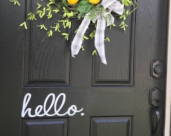 Hello Door Decal, Front Porch Decor, Entryway Sticker Vinyl Lettering