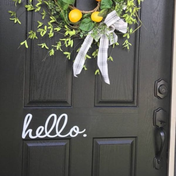 Hello Door Decal, Front Porch Decor, Entryway Sticker Vinyl Lettering