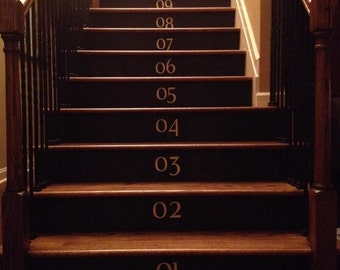 Stair Number Decals for Steps – Vinyl Stair Riser Numbers – Peel and Stick Staircase Numbers