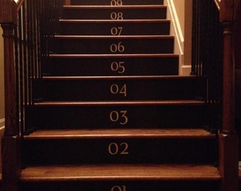 Vinyl Numbers for Stairway, Vinyl Lettering Stair Step Decals