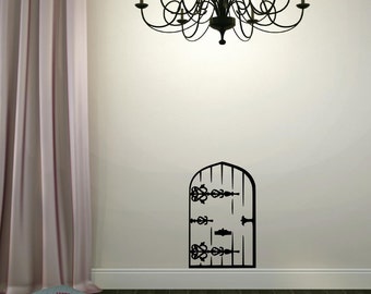 Fairy Door Wall Decal – Whimsical Princess Girls Room Decor – Enchanted Fairy Garden Vinyl Wall Sticker – Magical Kids Bedroom Decor