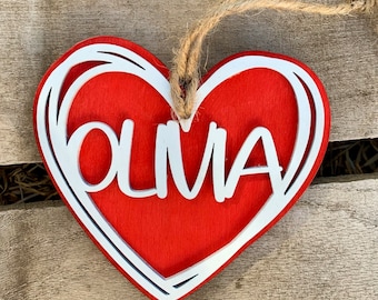 Personalized Rustic Wooden Heart Ornament: Handmade Valentine's Keepsake
