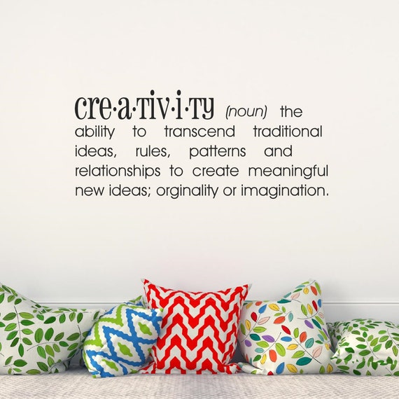 Creativity Definition Vinyl Lettering Wall Decal Wall Words Etsy