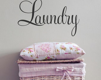 Laundry Room Decal, Fancy Script Word for Wall, Vinyl Lettering Decor