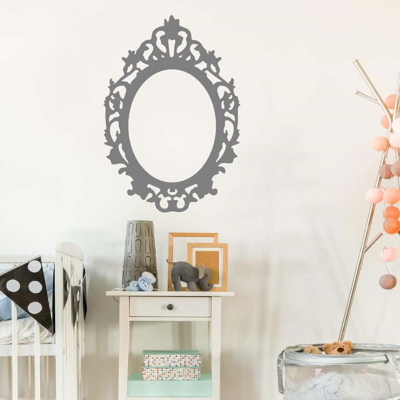 Oval Frame Wall Decal Vinyl Wall Frame Decal Fancy Frame Etsy