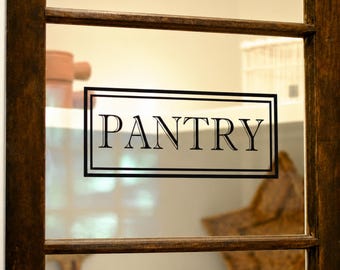 Framed Pantry Door Decal | Rectangle Frame Pantry Decal | Farmhouse Kitchen Door Vinyl | Glass Pantry Sign