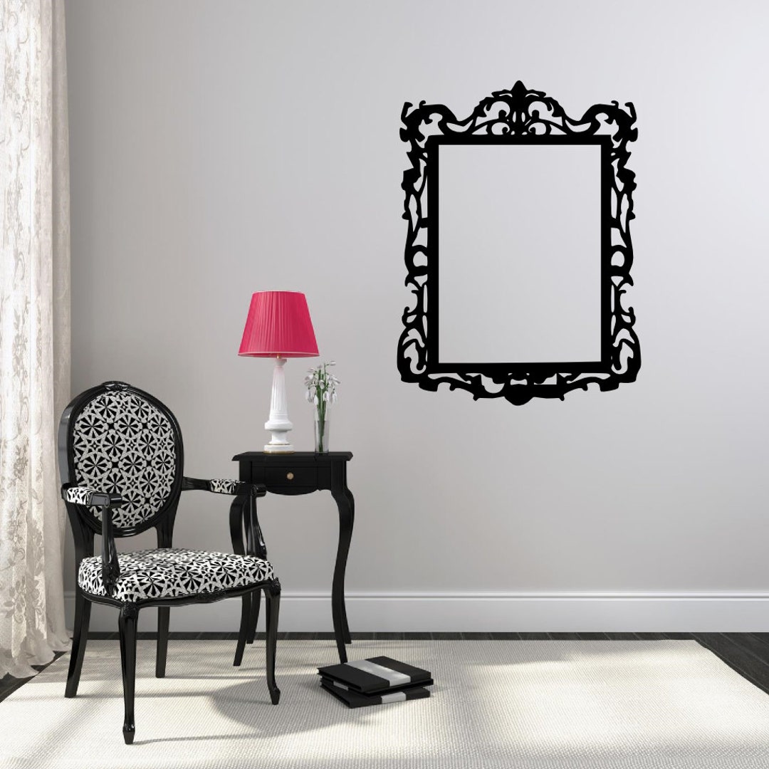 Ornate Rectangle Frame Vinyl Wall Decal: Fancy Border Art (22x28
