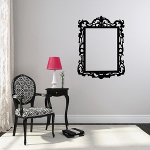 Ornate Rectangle Frame Vinyl Wall Decal: Fancy Border Art (22x28&quot;)