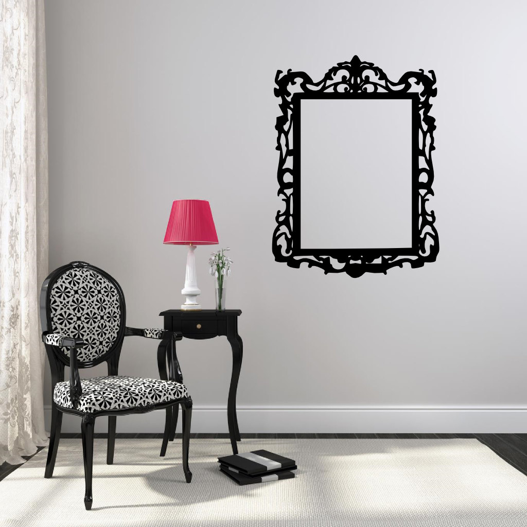 Ornate Vinyl Frame Wall Decal Rectangle Design Lettering Words Border Art