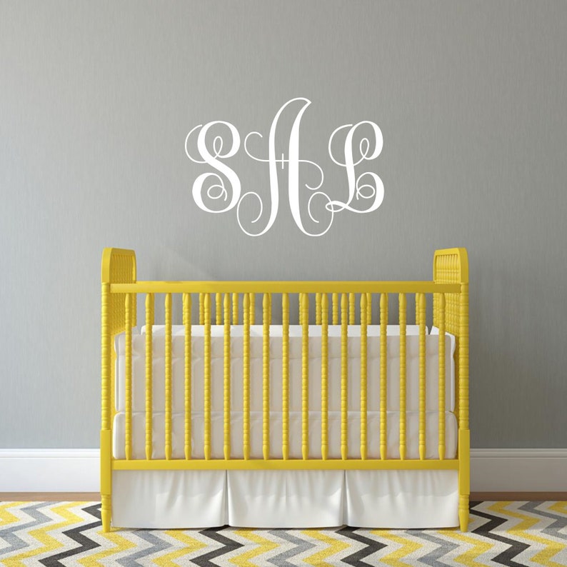Monogram Vinyl Wall Decal Wall Initials Vinyl Lettering Etsy