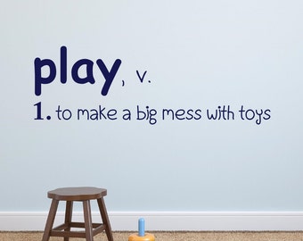 Play Definition Wall Decal, Playroom Vinyl Lettering, Kids Bedroom Decor