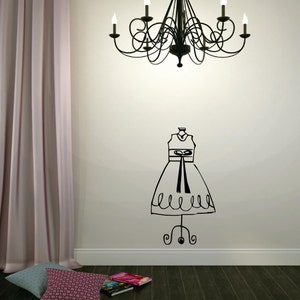 Dress Form Silhouette Decal, Girly Bedroom Vinyl Wall Art, French Theme Decor