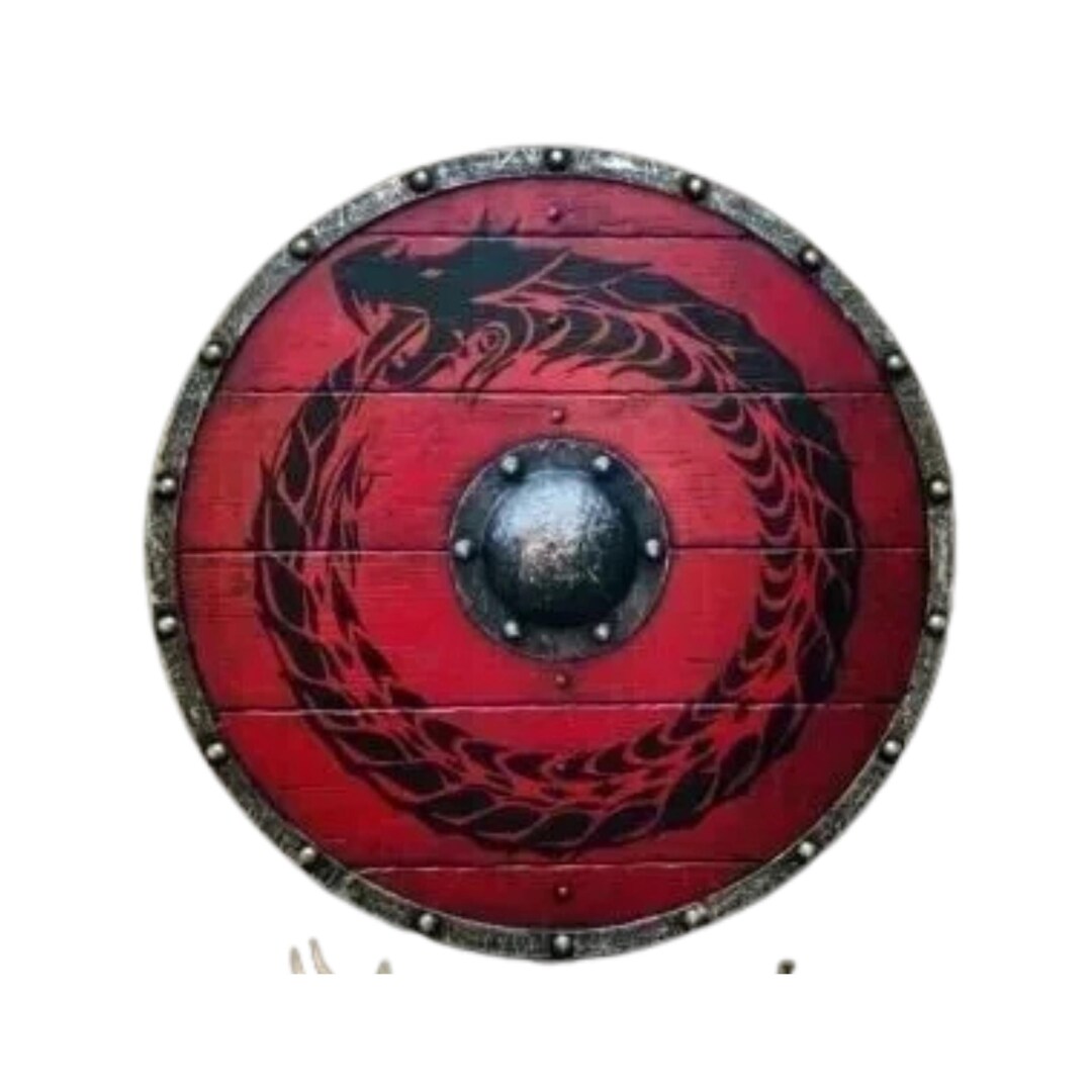 Snake Shield Pattern Viking Ouroboros Snake Shield 30” | Handmade Medieval Wood & Steel ...