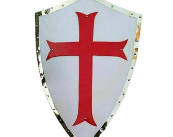 28” Medieval Templar Crusader Shield | Steel Knight Armor Red Cross