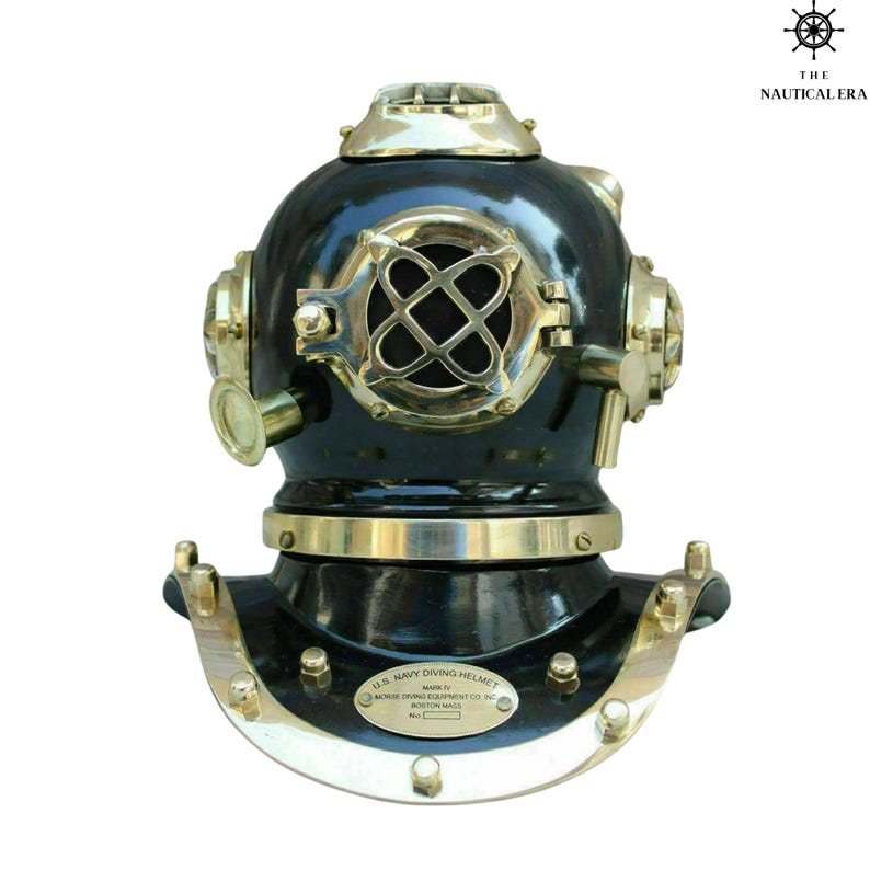 Miniature U.S. Navy Mark V Diving Helmet - Brass & Steel Nautical Decor ...