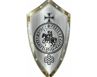 Templar Crusader Cross Shield | Medieval Steel Armor Display