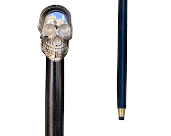 Silver Skull Handle Walking Stick – Gothic Victorian Cane