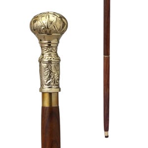 Viktorianische Gehstock mit Messingknopf - Handgefertigter Designer Holzschaft