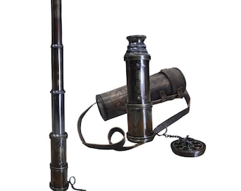 Dolland London 1920 Brass Telescope with Leather Case: Vintage Nautical Spyglass