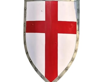 Medieval Crusader Shield | Templar Red Cross Steel Knight Shield