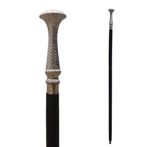 Silver Victorian Floral Handle Walking Stick – Foldable Wooden Cane with 3 Shaft Options & Free Extra Rubber Tip – Handmade