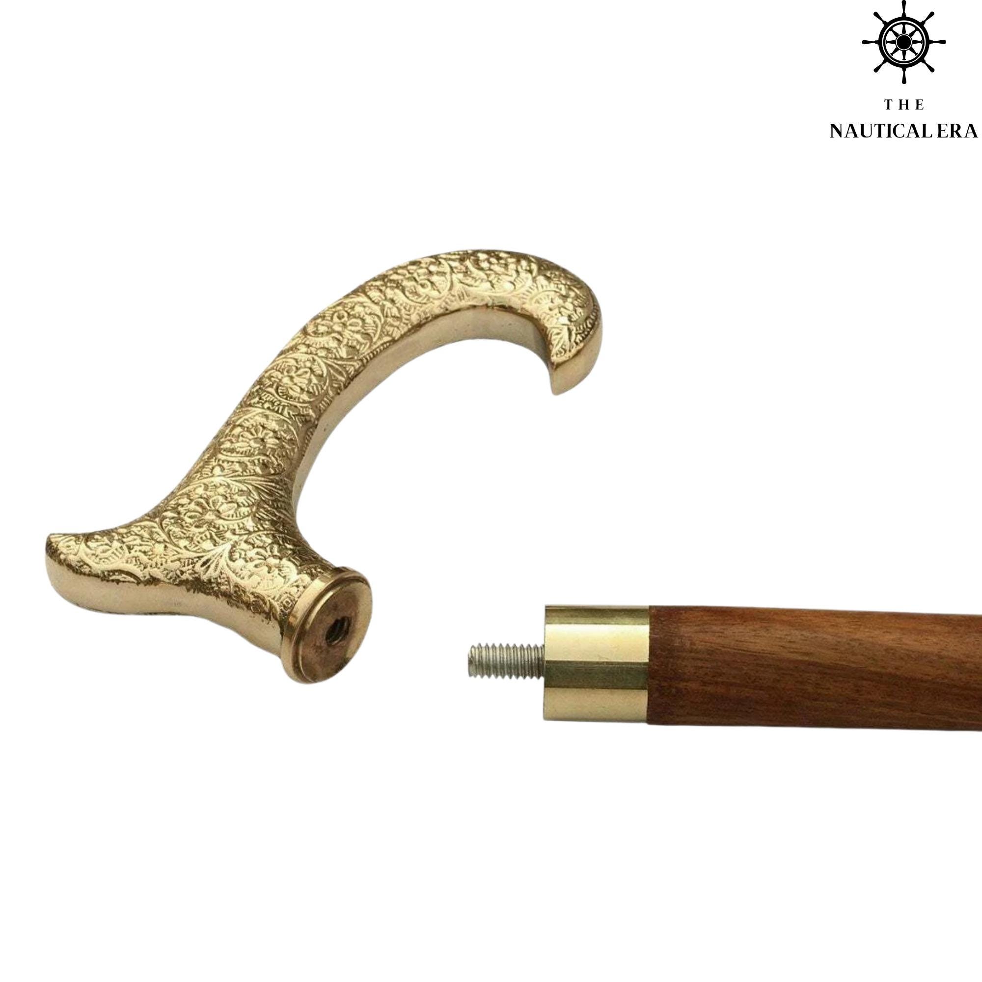 Decorative Victorian Canes And Walking Sticks For Men & Women - 36 Brown Ebony Brass Handle Unisex Derby Foldable Cane Hind Handicrafts 36 Inch Piegion 2