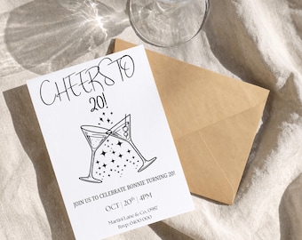 Martini Birthday Invitation | Cocktail Party Invite | Cheers Theme (Digital Download)