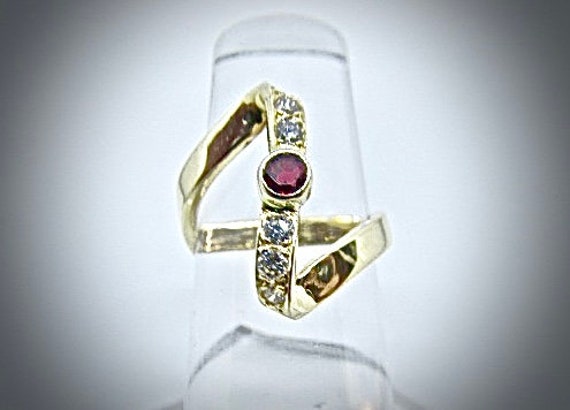 14k yellow gold ruby and diamond ring - image 4