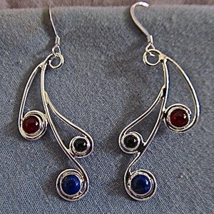 Sterling silver multi-stone earrings