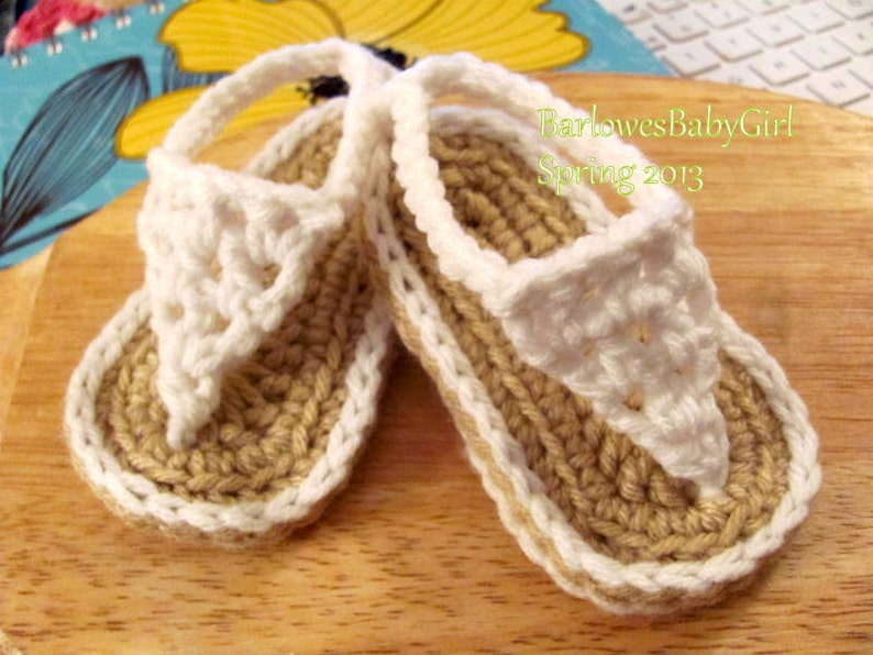 Buggs Crochet White Baby Thong Sandals Pick Your Color image 2