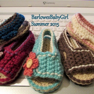 NEW Pattern Crochet Side Button Flap Sandals For Baby Instant Download image 2