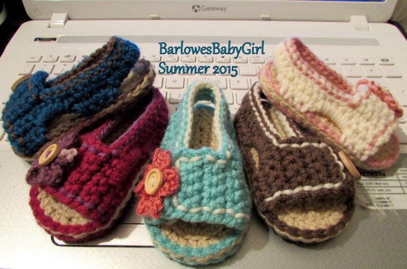 NEW Pattern Crochet Side Button Flap Sandals For Baby Instant Download image 2