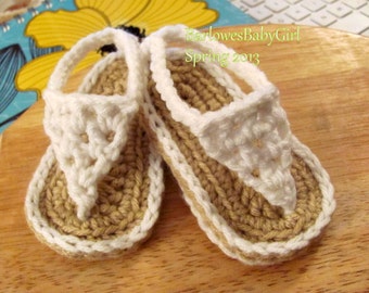 Buggs - Crochet White Baby Thong Sandals - Pick Your Color