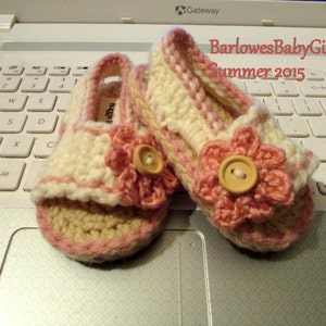 NEW Pattern Crochet Side Button Flap Sandals For Baby Instant Download image 5