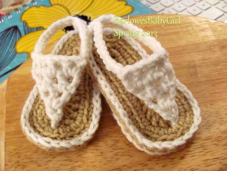 Buggs Crochet White Baby Thong Sandals Pick Your Color image 5