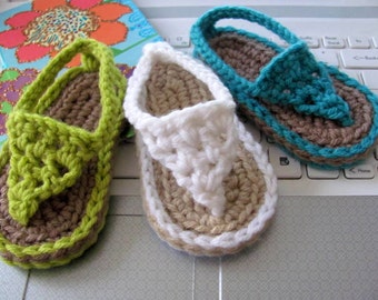 Pattern Crochet Baby Thong Sandals - Instant Download