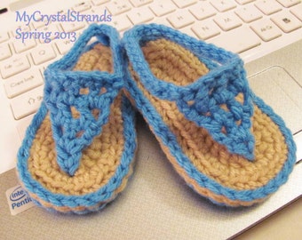 Buggs - Crochet Baby Flip Flop Sandals in Clear Blue or  Pick Your Color