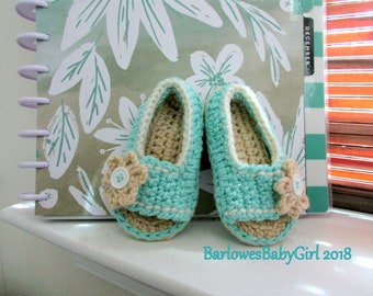 NEW Pattern Crochet Side Button Flap Sandals For Baby - Instant Download