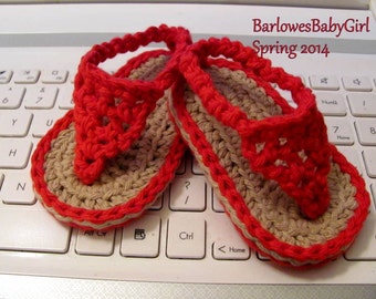 NEW  Pattern Crochet Baby Flip Flop Sandals -  Instant Download
