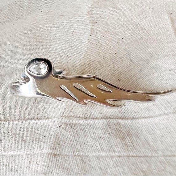 Sterling Silver Flame Statement Ring with Moonsto… - image 1