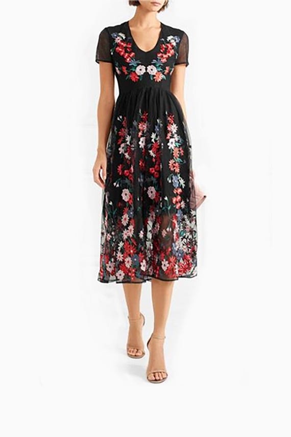sachin and babi light blue dress Floral Embroidered Beaded Tulle Dress main image 0