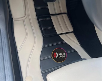 Alfombrillas de cuero beige y negro personalizadas para Mercedes: elegantes alfombrillas impermeables para todo tipo de coches, alfombras antideslizantes de lujo.