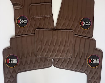 Alfombrillas de lujo de cuero marrón para coche: alfombrillas impermeables a medida para todo tipo de vehículos.