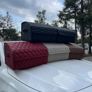 Custom Car Organizer Compatible with All Car Models, Handmade Eco Leather Storage Solution – Perfect for Trunk Accessories Enthusiasts