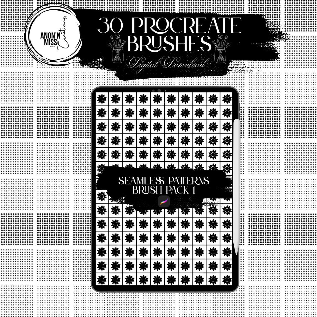 30 Floral Procreate Seamless Pattern Brushes (digital Download) - Etsy