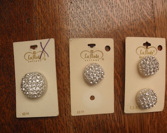 4 Vintage La Mode Rhinestone Buttons on Cards